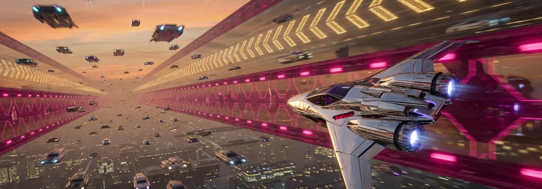 A reserved sky-lane; a craft pressed against the height barrier.